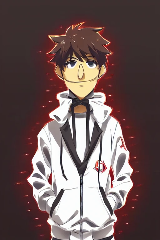 anime boy with brown eyes and a white jacket with a hoodie, makoto shinkai ( apex legends ), anime moe artstyle, anime boy, anime style portrait, kawaii realistic portrait, high quality anime artstyle, cute anime face, makoto, profile picture 1024px, young anime man, inime style, anime style character, high quality portrait male amirhossein ajorloo Muppet style 