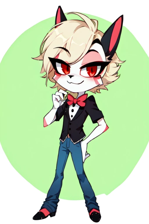 1male, hazbin hotel style, angel, gold and white palette