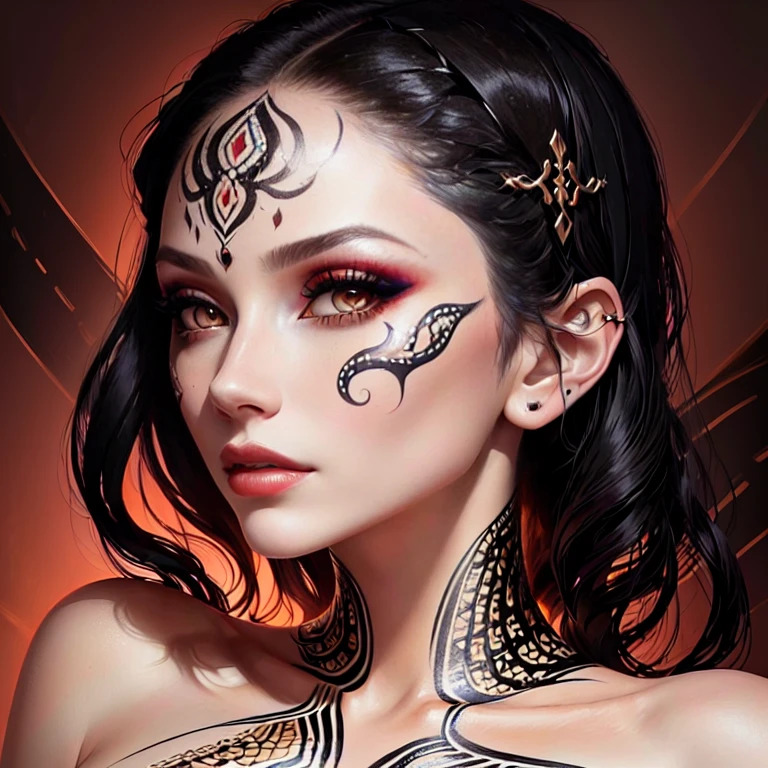 body art style, beautiful woman with black and white stripes on her body, trending on Zbrush, smooth metal head, Airbrush, untouched skin, Smooth lines, makeup, realistic, bright colors, high detail, UHD picture, pen and ink, perfect composition, Beautiful, detailed, complex, insanely detailed octane visualization, Trending on ArtStation, 8K Fine Art Photography, photorealistic concept art, soft natural volumetric cinematic perfect light