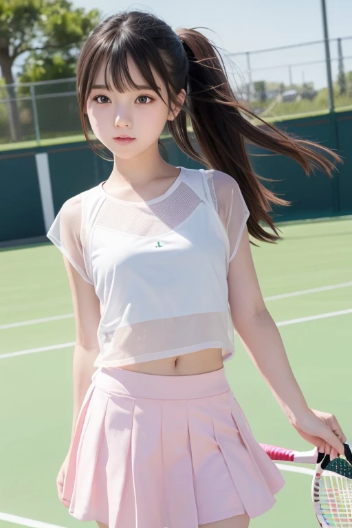 Cute Girls､High school girl､Idol､Tennis Wear､mini skirt､See-through､Fluttering in the wind