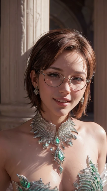 Short, Red hair, green eyes, smile, girl , metal frame glasses, in a green and blue dress with a cape, looks at me with his chest turned towards me, Portrait of the character Ian Jay, pixiv, fantasy art, extremely detailed Artgerm, style Artgerm, Artgerm lau, style of Artgerm, in style of Artgerm, Artgerm. high detail, black-haired magician, Artgerm. Anime illustrations. (masterpiece, top quality, Best quality, official art, beautiful and aesthetically pleasing:1.2), extremely detailed,(fractal art:1.2),colorful,The most detailed, (Many colors:1.4). ((split. skin texture, Shiny skin. elegance. photorealism. unreal engine. 3D model. Ultra high quality textures. high detail. permission 8k))