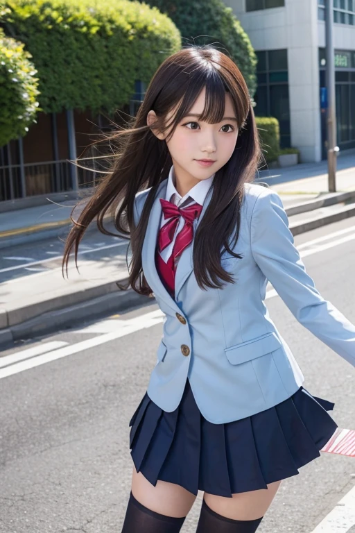 Cute Girls、high school girl、Idol、uniform、See-through、Fluttering in the wind、cycling