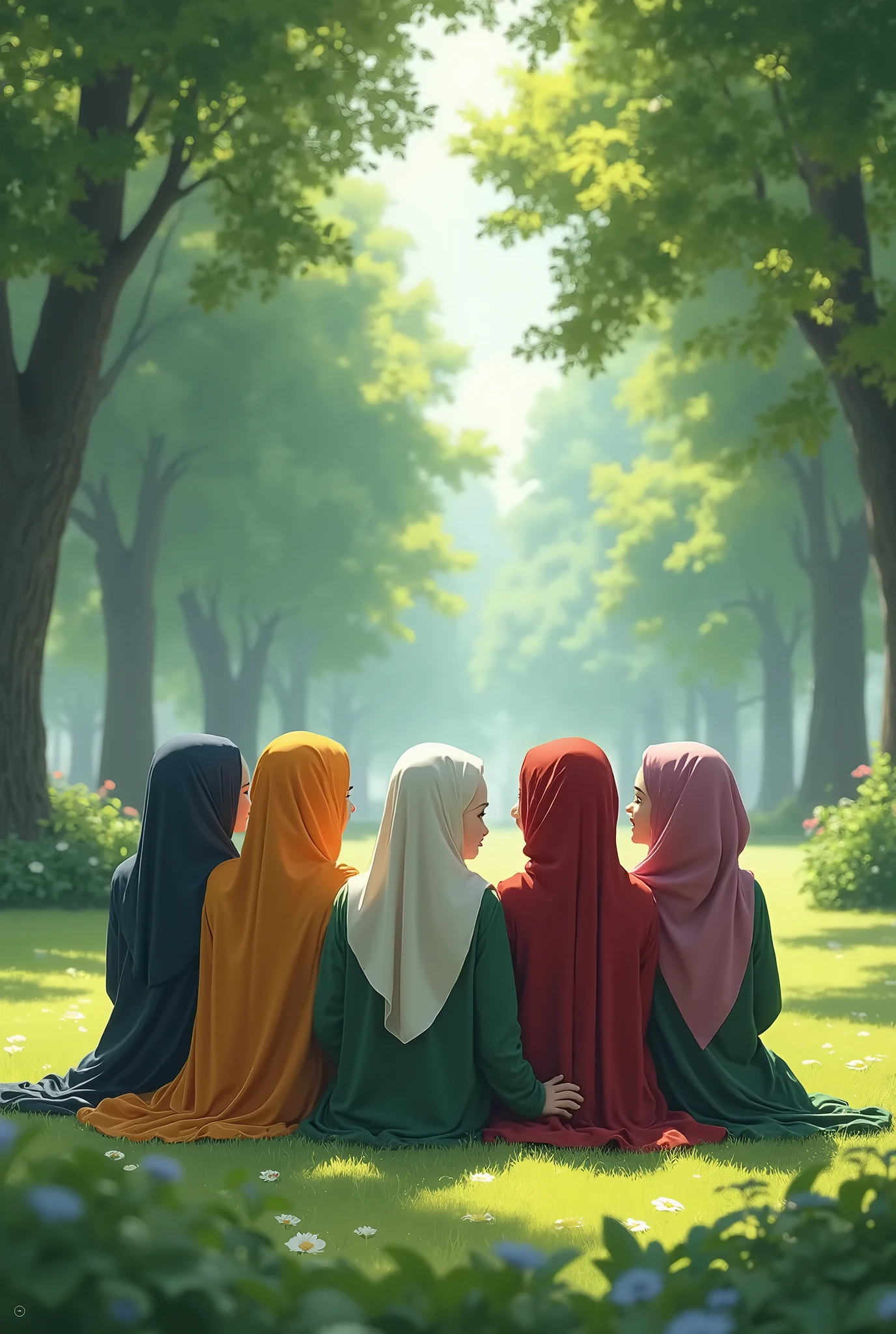 Group beautiful Hijab nude with huge boobs in nature