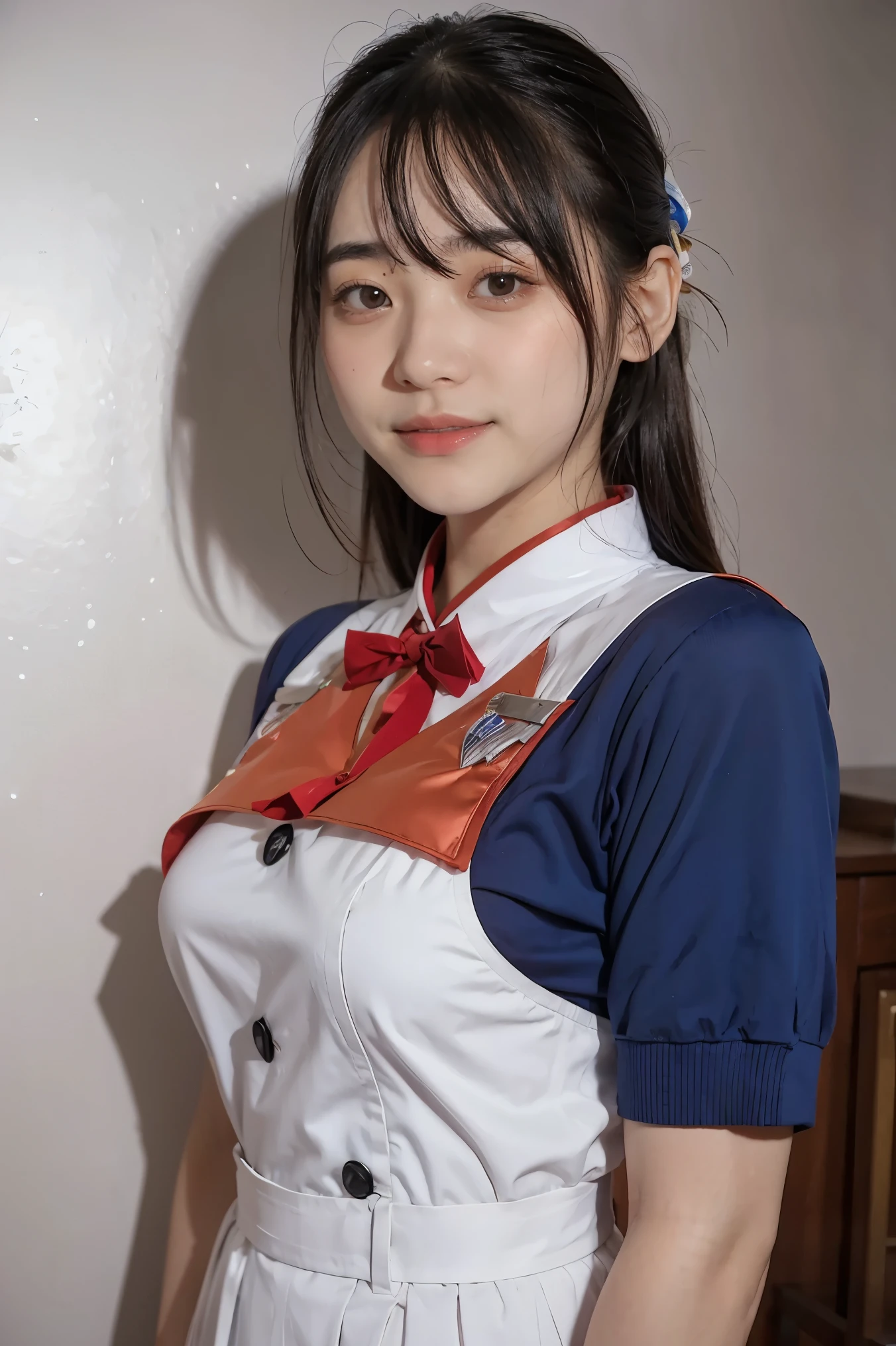 (8K、RAWE Photo、highest quality、masterpiece:1.2)、(real、photorealistic:1.37)、1 beautiful Japan schoolgirl、perfect body、18-year-old、Sexy schoolgirl uniform、Medium Boob:1.8、(Photographing the subject from below)、(((hanging breasts, underboob、Are thin)))、underboob、oily skin:1.5、thin、 (Sexy uniform with a slight view of the underside of the chest)、((目に見えるunderboob、Uniform with visible ribs and belly button))、Super miniskirt visible、((look at the audience))、Open your mouth and smile