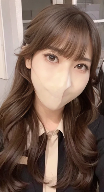 arafed woman 、Wear a thick mask、Double eyelids、high school girl、Big beautiful eyes