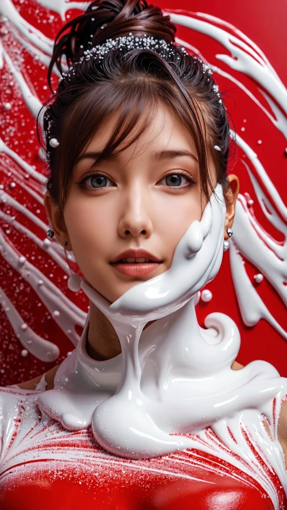 Woman with milk on her face