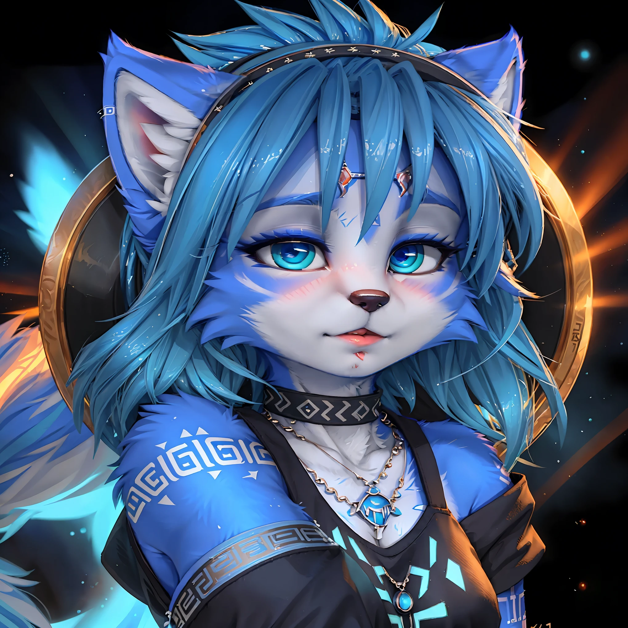 A beautiful and detailed (cute picture) from ((krystal)), Star Fox krystal,  green eyes, medium breasts, (((Long blue hair 1.3))),  anthro, Fuzzy, (from Fluff-Kevlar, Bayard Wu, personalize me, Pino Daeni),  detailed Fluffy fur, detailed face, (Fluffy), 1 girl, Alone, Hair covers one eye:1.4, 