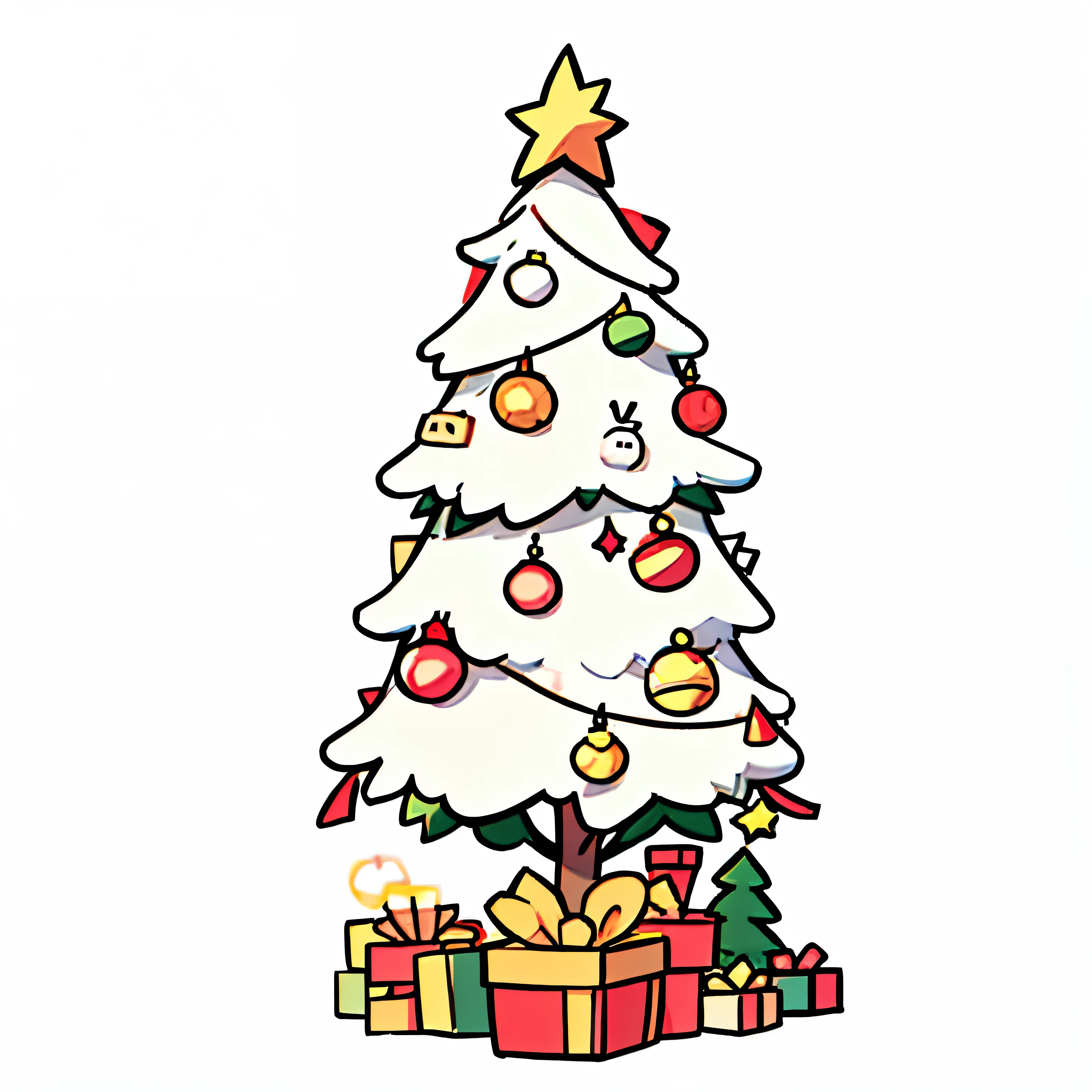 christmas,Tree,decoration,Simple drawing,cute,EMOJI,white background,