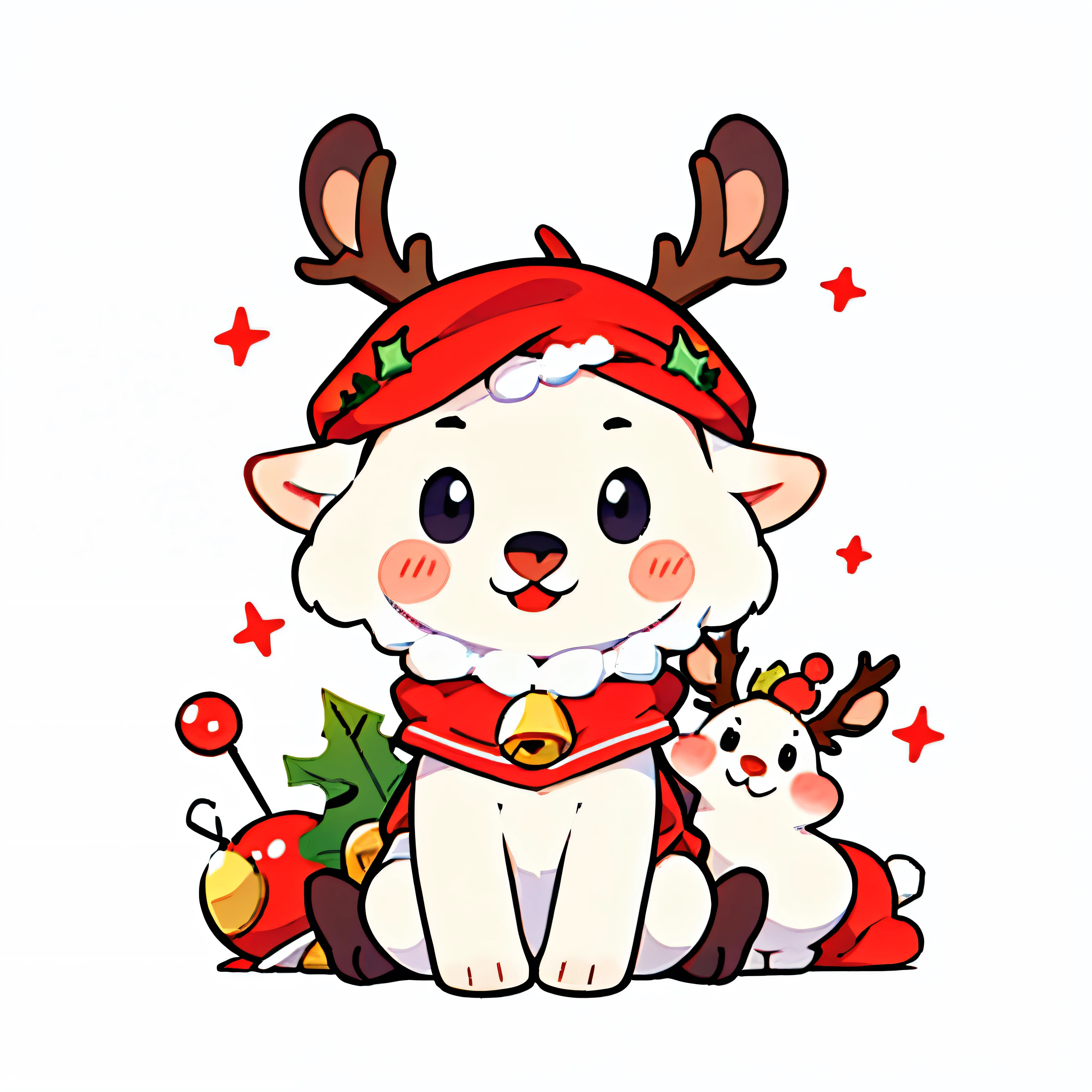 Rudolph the Red-Nosed Reindeer,christmas,red nose,Simple drawing,cute,EMOJI,white background,