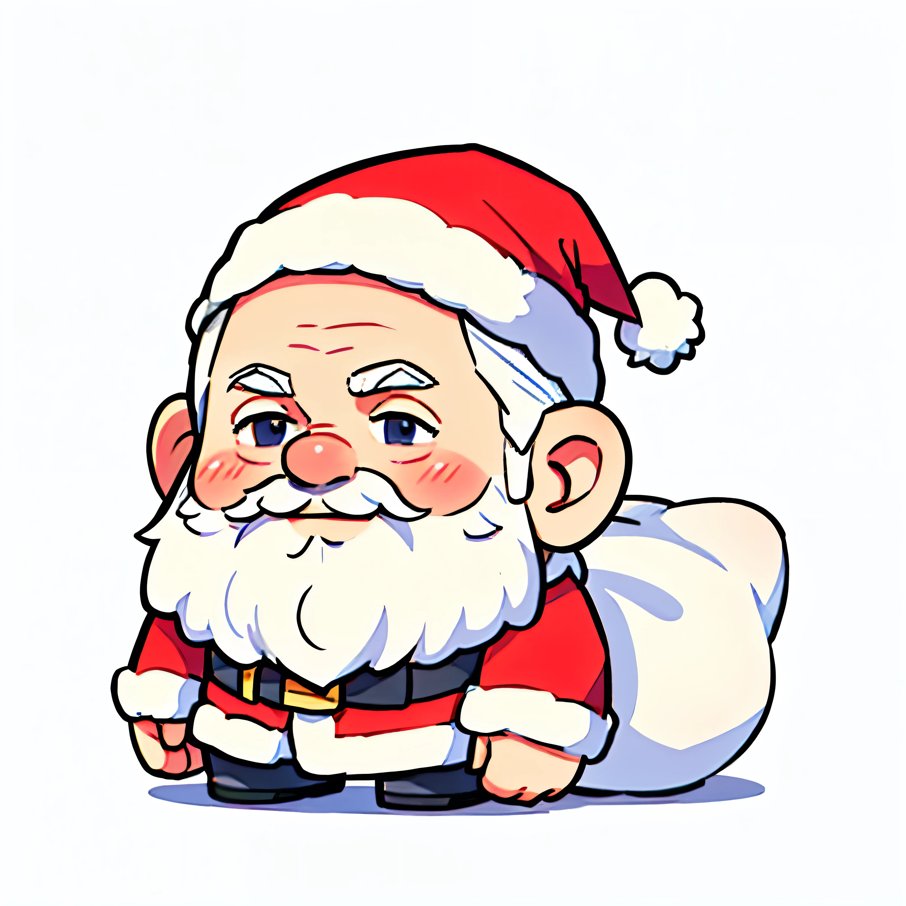 Santa,grandfather,,Simple drawing,cute,EMOJI,white background,