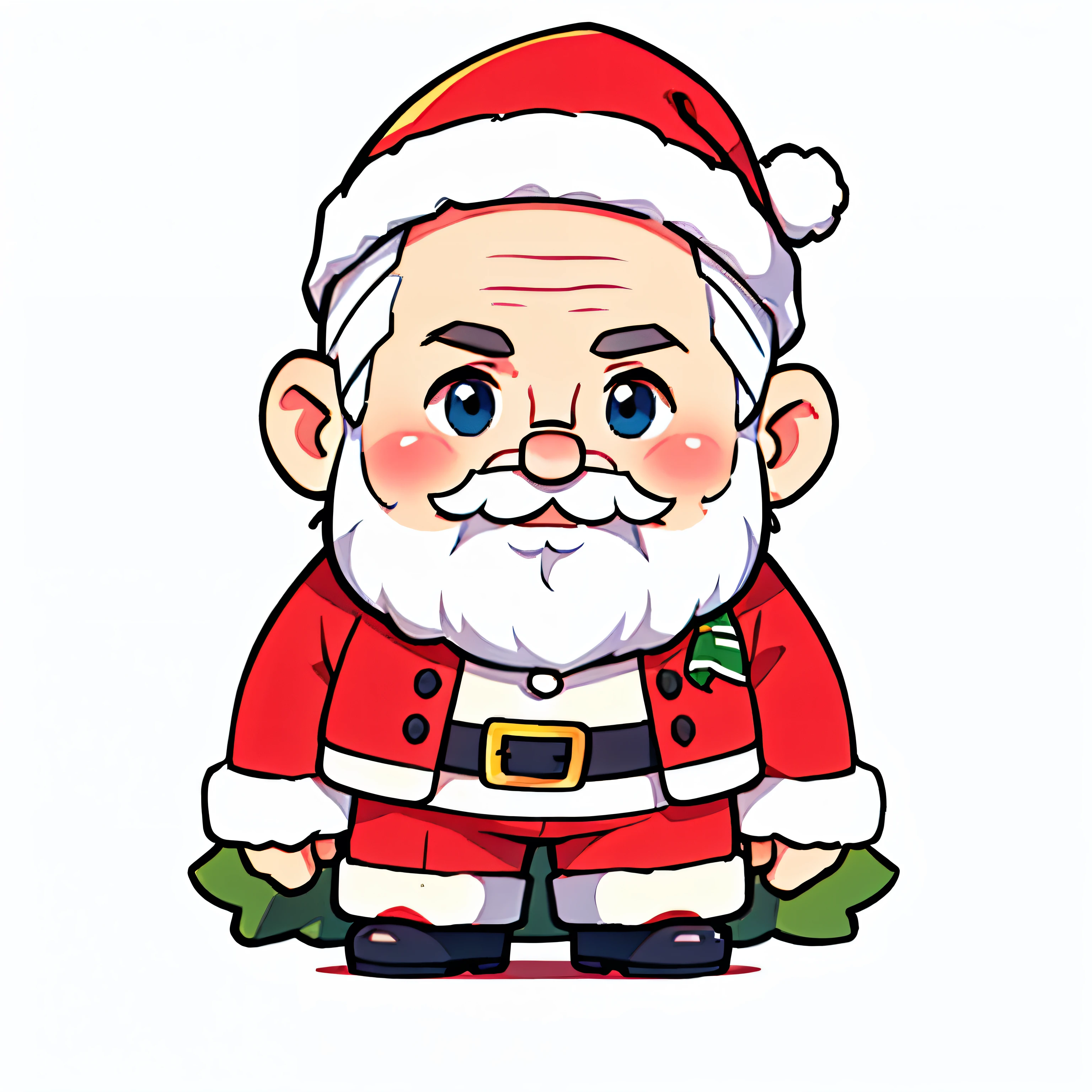 Santa,grandfather,,Simple drawing,cute,EMOJI,white background,