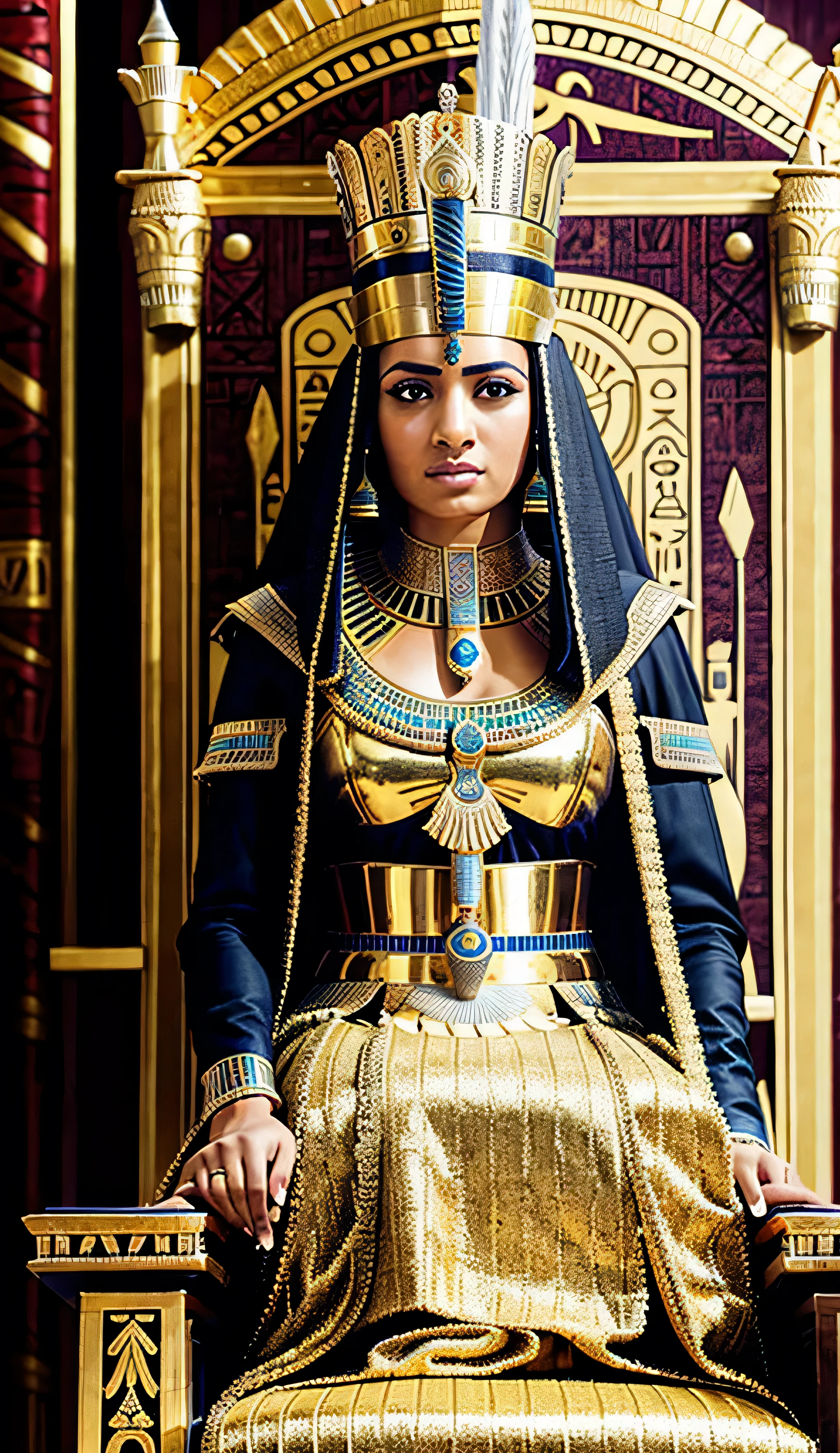 Egyptian queen sit on her throne