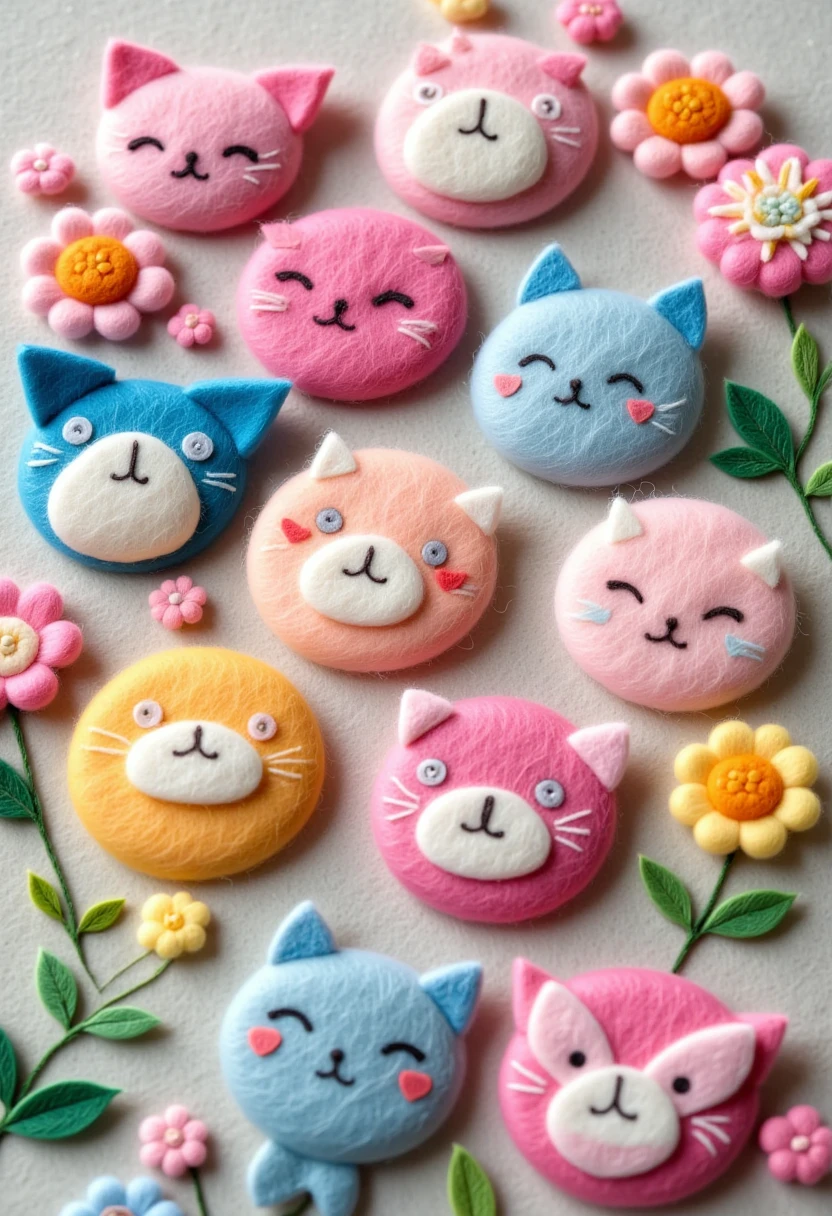 Cute felt badges，brooch，Girls pattern