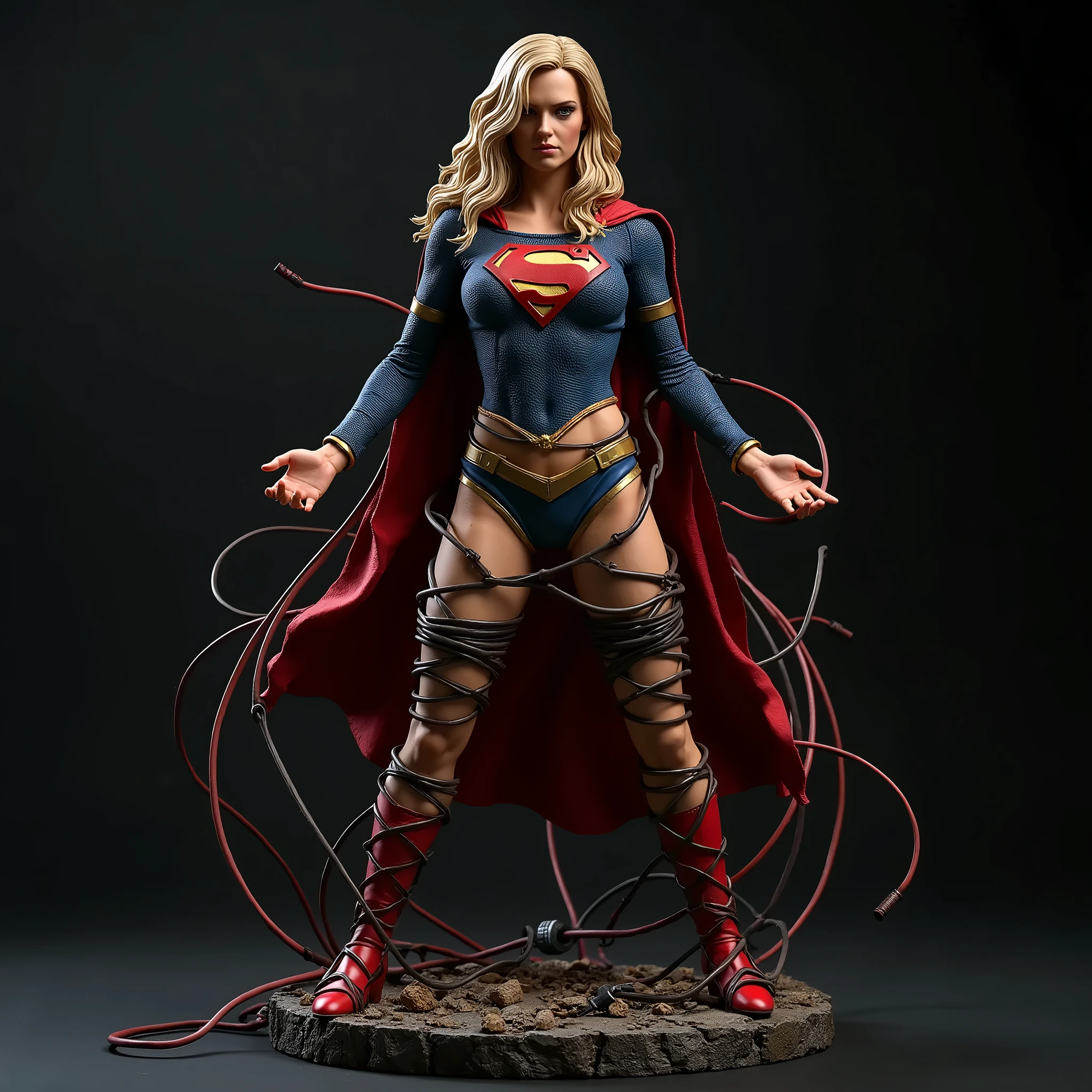 (((View up))), (((Ela tem cabelos loiros))), ((SUPERGIRL on an asteroid in outer space, Emotional expression,expression of pain e desespero, gritando de dor, Expression of suffering, olhos arregalados)) , ((SUPERHEROINE SUPERGIRL standing weakly, pernas abertas)), (Supergirl usando uma grande calcinha vermelha). ((SUPERGIRL tem cabelo muito loiro, ela tem cabelo longo)), ((SUPERGIRL wearing fishnet pantyhose)), ( she is barefoot), ((SUPERGIRL wearing a thick metal necklace around her neck )), (Your clothes are immoral, your clothes are indecent, your clothes are tight), ((Shibari, arms behind the back:1.4)), ((hands on back)), ((string restriction)), ((Inevitable restriction with ropes)), (obra-prima, melhor qualidade) 1.5, 1 garota, sozinho, (sexy, mulher bonita, rosto perfeito, olhos perfeitos) corpo inteiro, ((High definition face)), ((SUPERGIRL com olhos arregalados, boca aberta, expression of fear, expression of pain, despair expression, chorando muito, gritando de dor), (((full body view)))