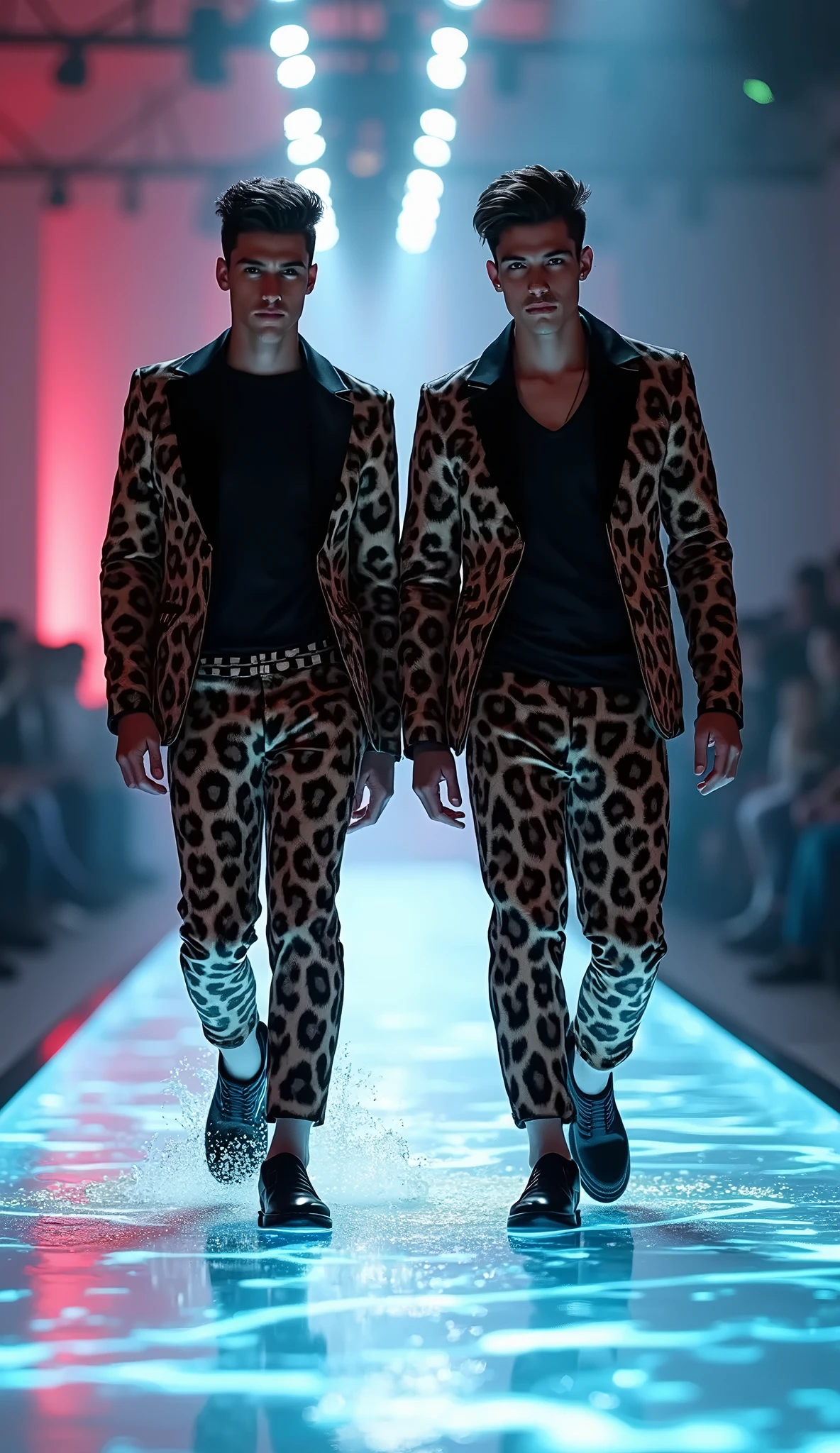 Three marked men wearing underwear 1 zebra 2 tiger 3 jaguar