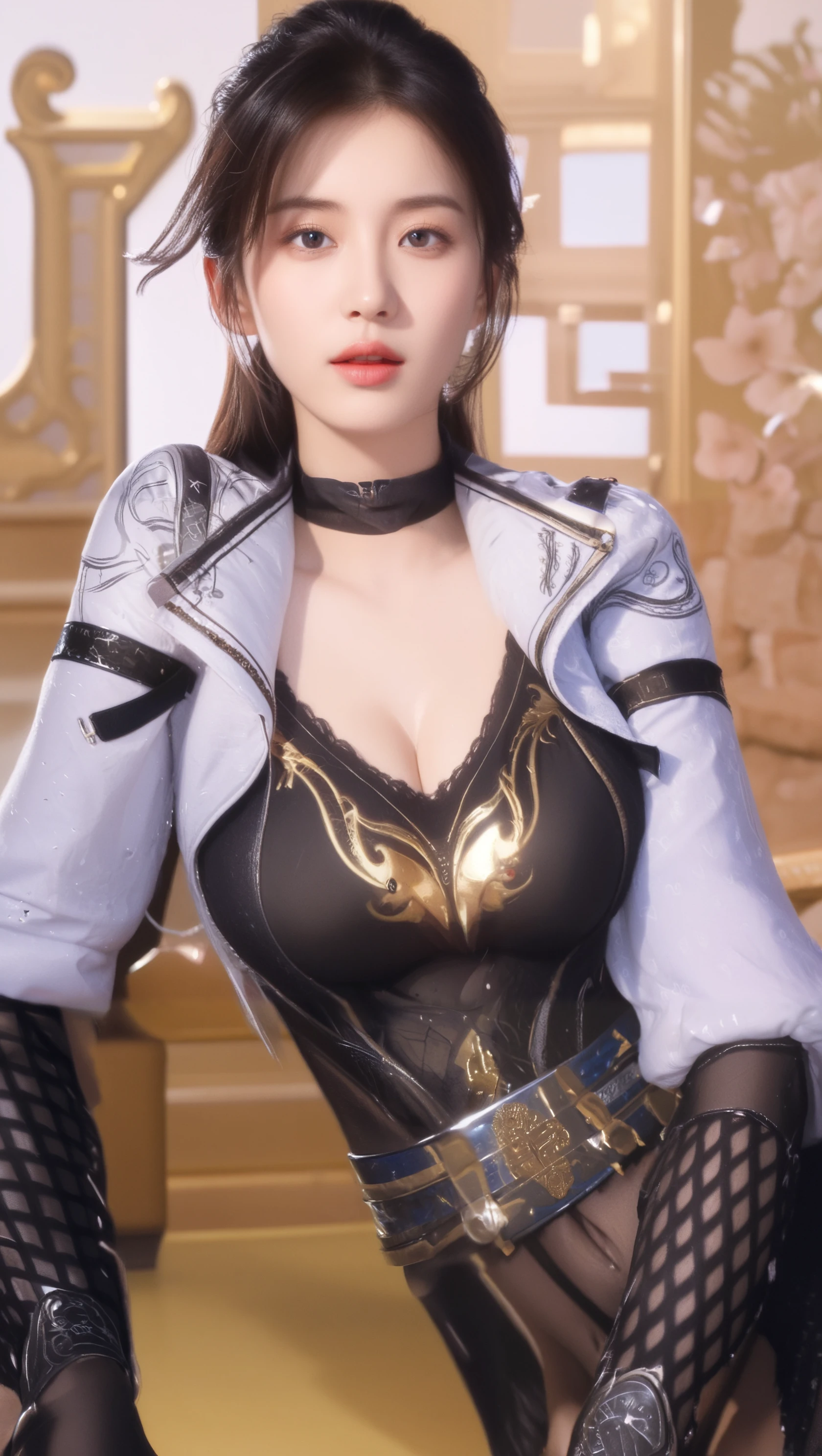 (Masterpiece, High Quality:1.3), stunning hyperrealistic, (3D:0.65), cycle render, trending on cg society, intricate Details, field of view, (sharp focus:0.9), soft egdes, (cinematic lighting:1.1), vibrant colors,
Gentiana, mature female, (Alluring Gaze:1.05), smiling, (outside:1.1), magic background, purple skies, netherstorm, cosmos, (cowboy shot, very closeup:1.2),
black hair, hime cut, blunt bangs, lipstick, makeup, black eyeshadow, eyelashes, (ultra detail hair:1.1), ultra realistic hair, ultra detail face, green eyes, (perfect eyes, perfect face:1.2),
japanese clothes, black dress, black skirt, intricate cloth ornament, pantyhose, thighhighs, thigh boots, toeless footwear, fingerless gloves, elbow gloves,
(Large Breasts:1.2), cleavage <lora:Gentiana-000009:0.9>