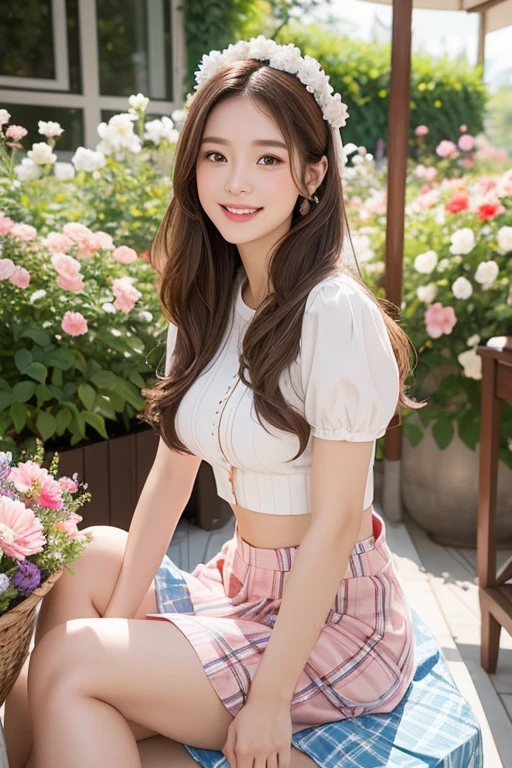 highest quality、masterpiece、ultra high resolution、Photoreal、Raw photo、1 girl、sexy look、shoulder hair、The bottom half is curled and sauvage、cute smile like a model、frontage、hair color is blonde、yellow tight mini skirt、normal high heels、eyes are double、wear mascara、Cute pose like a model、cute face、Gorgeous like a model、ultimate beauty、cute smile、bright smile、Masseter muscle part、highest quality、Wear a 10g pure gold pendant top necklace around your neck.。、With the row of cherry blossom trees in full bloom in Fukuoka's Nishi Park in the background、photo shoot、Sexy frilly shorts are fully visible、embarrassing smile、perfect eyes and nose