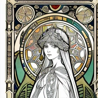 Mucha-style coloring book