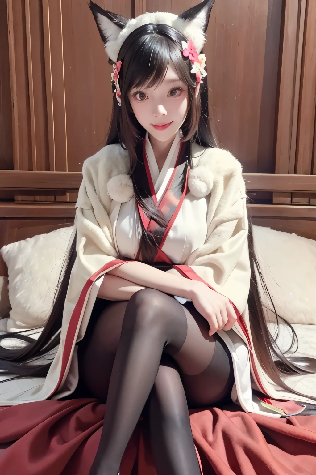 ulzzang-6500-v1.1, (raw photo:1.2), (photorealistic:1.4), beautiful detailed girl, very detailed eyes and face, beautiful detailed eyes, ridiculous, incredibly ridiculous, huge file size, super detailed, high resolution, very detailed, best quality, masterpiece, kemomimi, ((Japanese girls' high school uniform)), illustration, very detailed, CG, unified, 8k wallpaper, amazing, Fine details, masterpiece, best quality, very detailed CG uniform 8k wallpaper, light on face, cinematic lighting, 1girl, , ((no panties)), ((dynamic pose))), (camel toe), (half), (pantyhose), (knee-bending leg sitting))