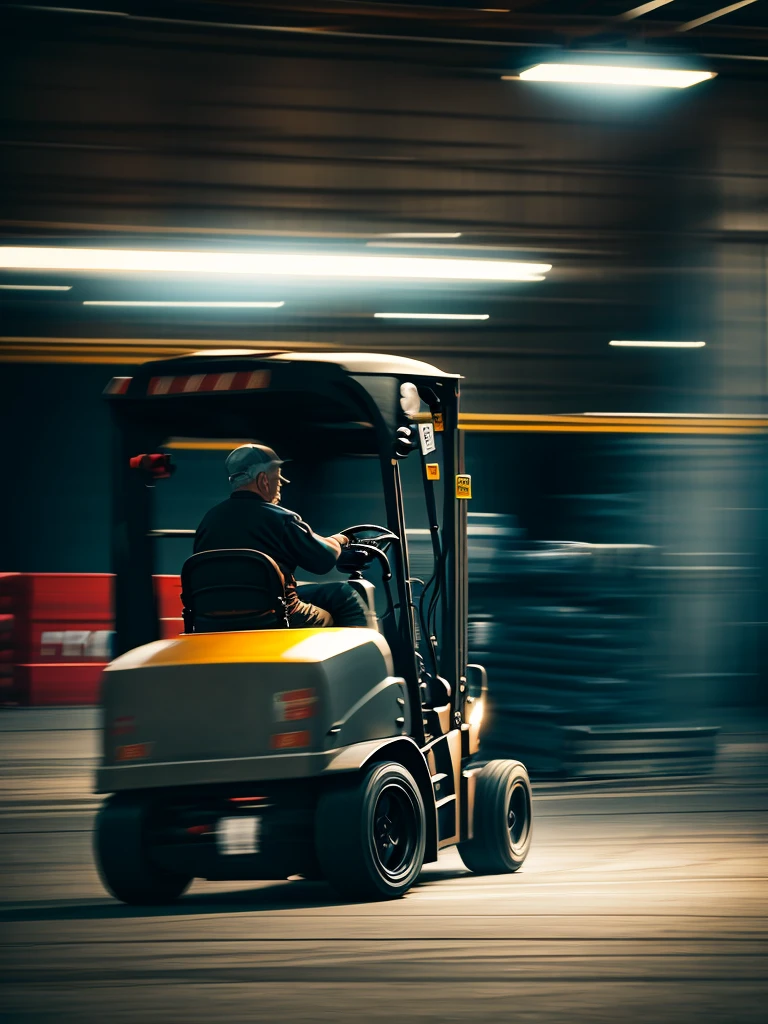 Forklift and old man
 , ( soft focus , Shallow focus , soft light) , tail slide blur , drift , cardrifting