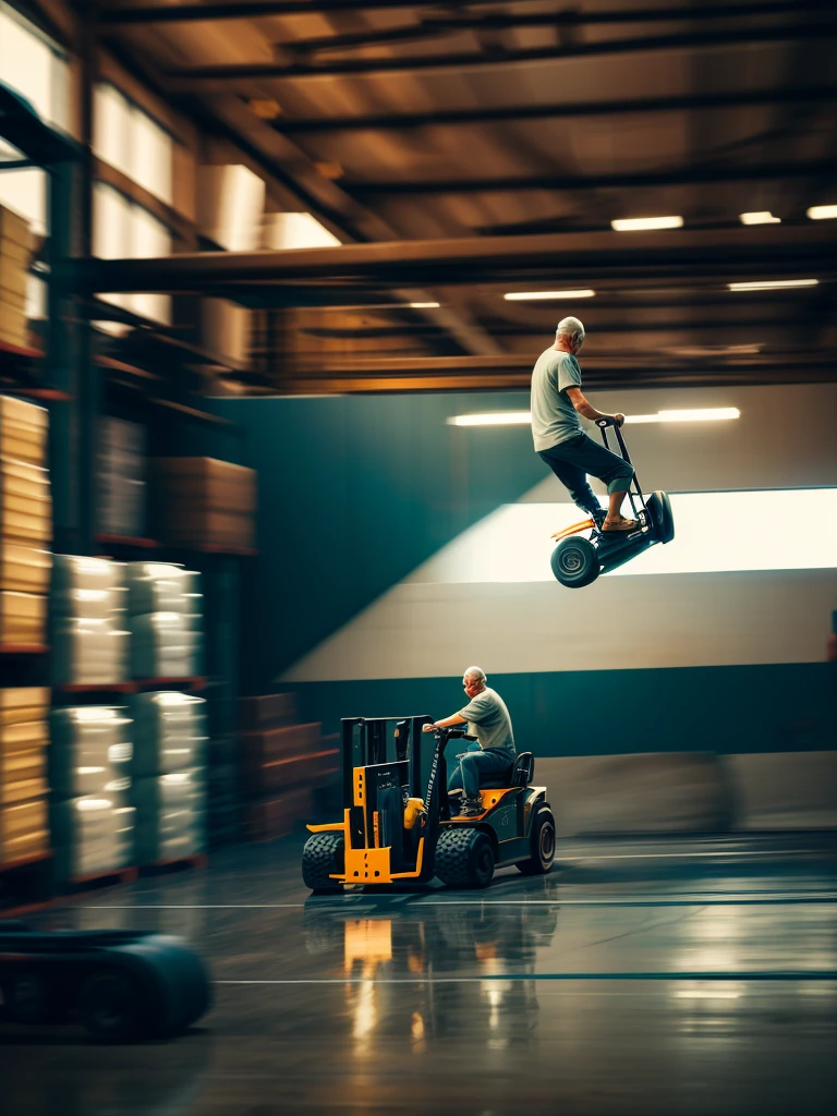 Forklift and old man
 , ( soft focus , Shallow focus , soft light) , tail slide blur , drift , cardrifting