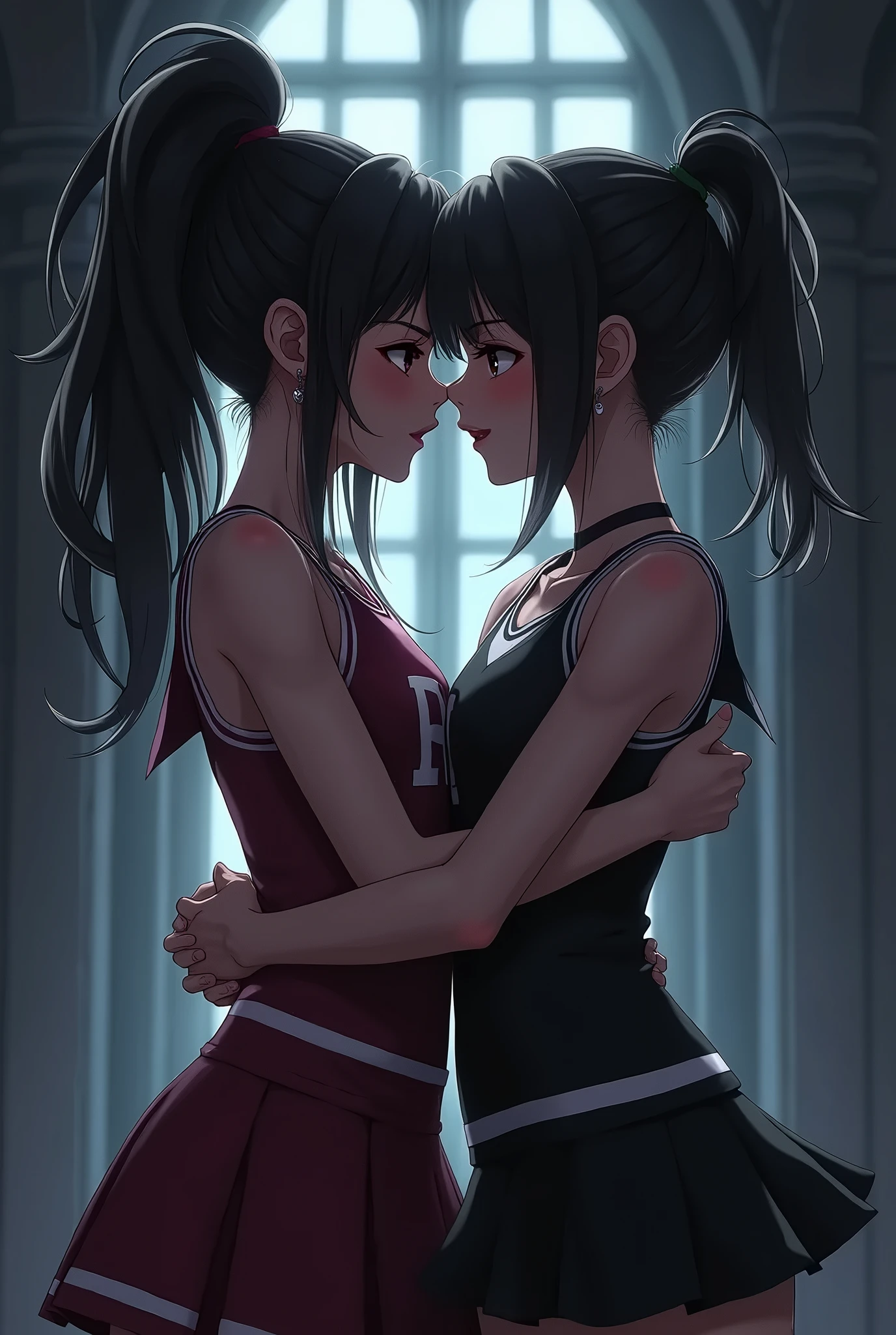Three girls having fun by the pool, lewd: 1,2, hentai: 1,2, NSFW: 1,2, lesbian: 1,2, grabbing each other's ass, kissing, blushing, wet sleeveless t-shirt, shorts, anatomically correct, competitive swimsuit, tanktop, wet and sticking to the skin, high-legged, open crotch, camel toe, shot from below, showing armpit, small chest, side breast, W pose sitting, Squat position, both armpit showing, armpit licking, mouth near armpit, neck collar,
