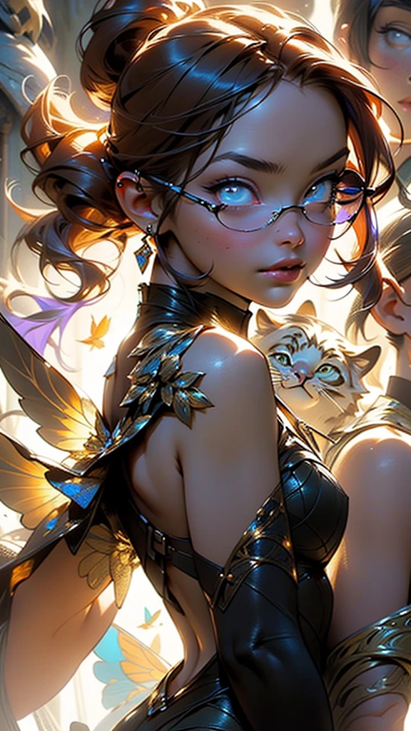 A detailed imaginative cute (((dark skin))) magical fairy with big cute eyes., vibrant colors, playful --auto