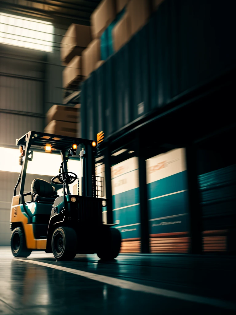 Forklift and old man
 , ( soft focus , Shallow focus , dim light) , tail slide blur , drift , cardrifting , tail light blur