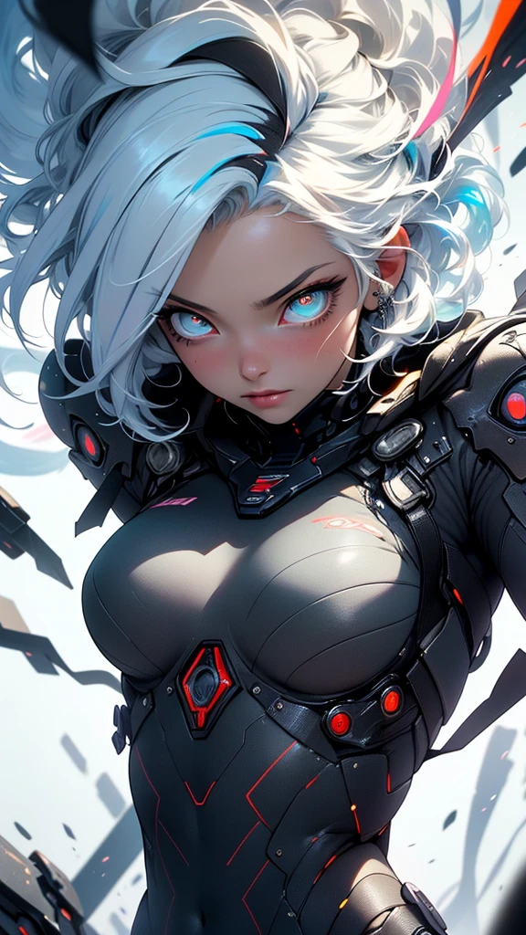 (((masterpiece, highest quality))),(((solo:1.2))),(((1girl:1.2))),32k wallpaper, very detailed,(((((portfolio))))),(((((Close-up))))),(((((bust up))))),((((((more various angle)))))),(((highlight))),(((((heterochromia))))),(((complete. detailed face))),((((Extremely talented)))),(((((most complicated machine))))),(((genius mechanic))),((Overall colorfully)),(((cyborg))),(((cleavage))),(((gradient eyes))),(((Provocative attitude))),(cyberpunk)