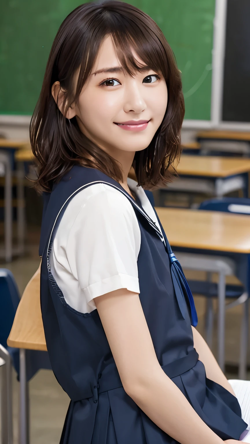  (School classroom)、Thin face、、Embarrassing、(Short-sleeved sailor uniform)、pubic hair、short hair、They hesitate,、Wet Hair,  Underarm,, (High color saturation:1.0),  (Very detailed肌), (Please redeem:1.0), (Ultra-high resolution:1.0) ,(Realistic:1.0), (Very detailed:1.0), (8k, RAW Photos:1.1)、Center of chest、Spread your legs、Yoshizuki Iori、(Front View)、Brown Hair、(Female masturbation)、Touching the clitoris、pubic hair、Squirting、slender、standing、ponytail、necklace、School bag、machine