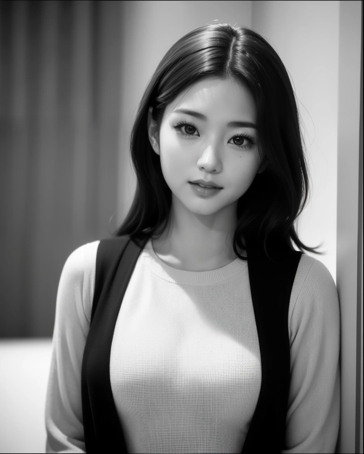 Photo of a Beautiful Korean kpop idol Woman, Summer, ful, film grain, Ilford HP5, 80mm