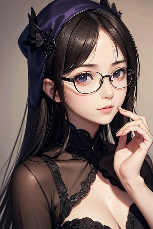 Best Quality、masterpiece、High sensitivity、High resolution、Detailed Description、Delicate facial depiction、Slender woman、Glasses、Semi-long、Calm expression、Halloween、Costume、