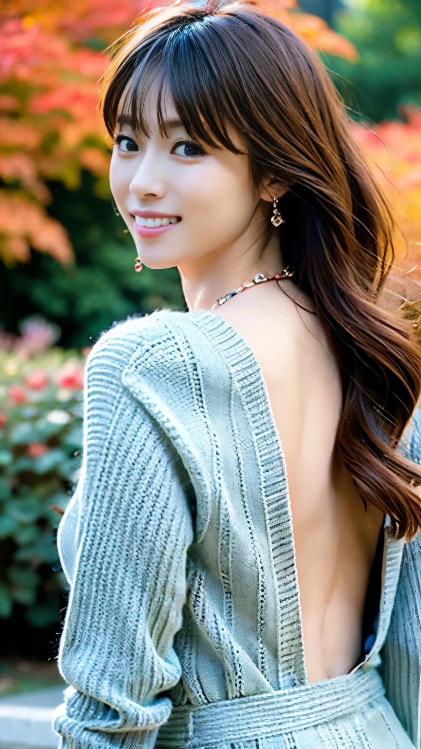 (32K,high-detail,high detal,hight resolution,highdensity,独奏,Lori:1.3),(Realistic people,Live action,A detailed eye,High resolution eyes,Fine eyes,Eyes that look like they are alive,beautiful dark blue eyes,Fishing eyes,Detailed lips,Crystal clear white skin,detailed realistic faces:1.3),(Japanese ido,Korean Idols,model in Japan,Korean models:1.2),(with a flushed face,natural make up,a necklace,piercings:1.4)(Blouse,Red pumps with high heels,Wide pants,Red cardigan,Business Casual Fashion:1.6),(well-shaped breasts:1.5),(Young but very beautiful and elegant Japan people16 year old beautiful girl,Cute black eyes,Smile a little coldly,facing back,turned around,Looking at the camera,Fashion Leader,Business Girl,Soft skin,Unforgettable eyes,Her eyes are too beautiful,Business Pants Fashion,Pink Short Cut Low Ponytail:1.6),(showing your whole body,Show full-body fashion,:1.7)