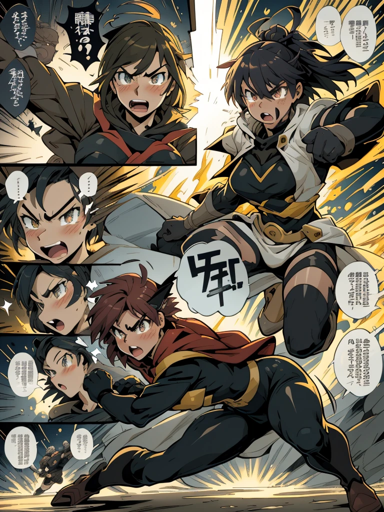 joven ninja con barba y ademas guapo, con un estilo de vestir urbano rapero, esta frente una hermosa, adolescente de cabello en colores verdes, ropa futurista sensual con una arpa de arma de guerra en estilos manga y anime caminando juntos y platicando, getting to know each other, en una ciudad muy futurista
