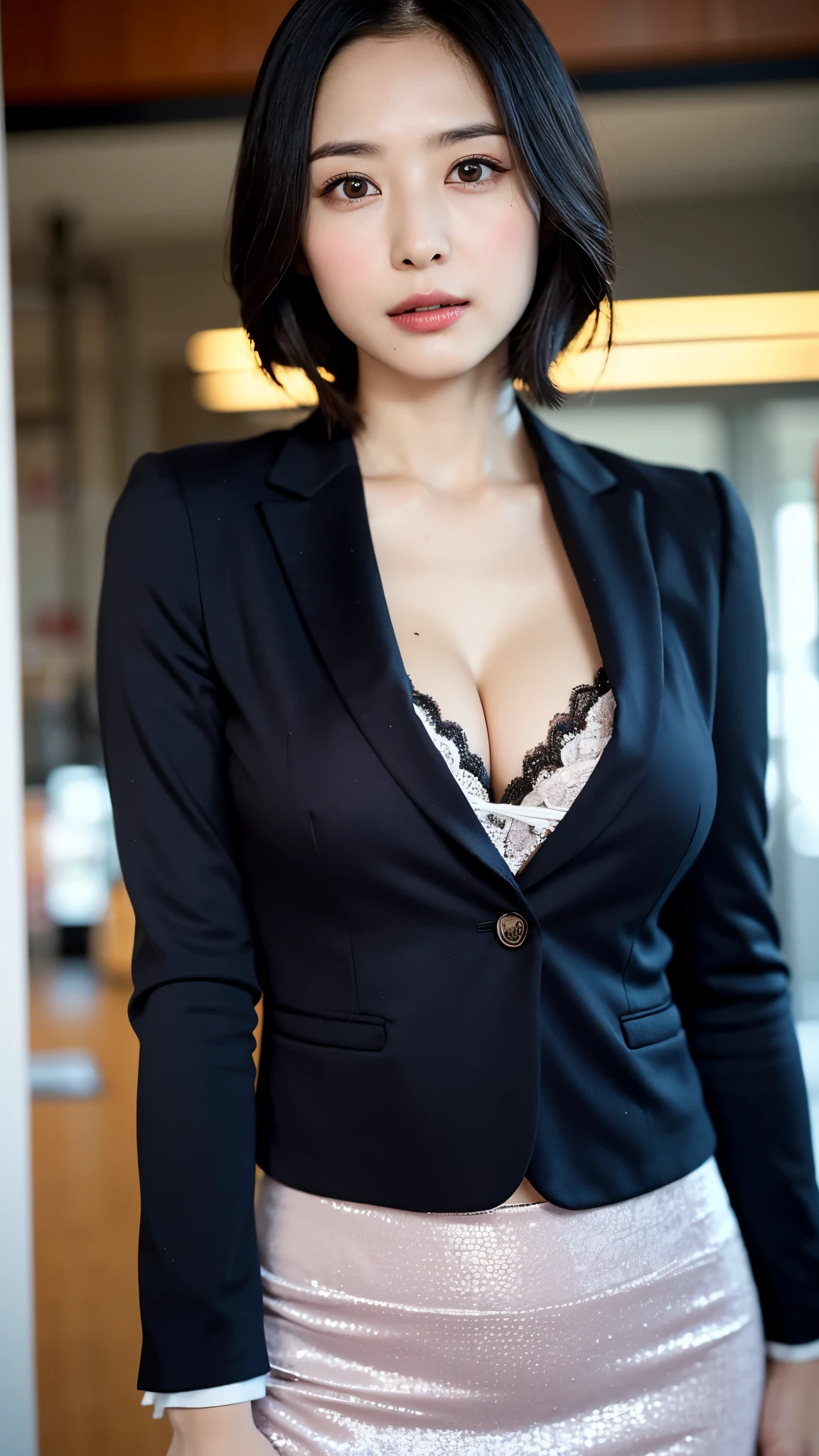 (dasha taran),(Suit)Huge breasts,huge breasts2.0,longbreast,Blunt bangs,Smile,bob cuts