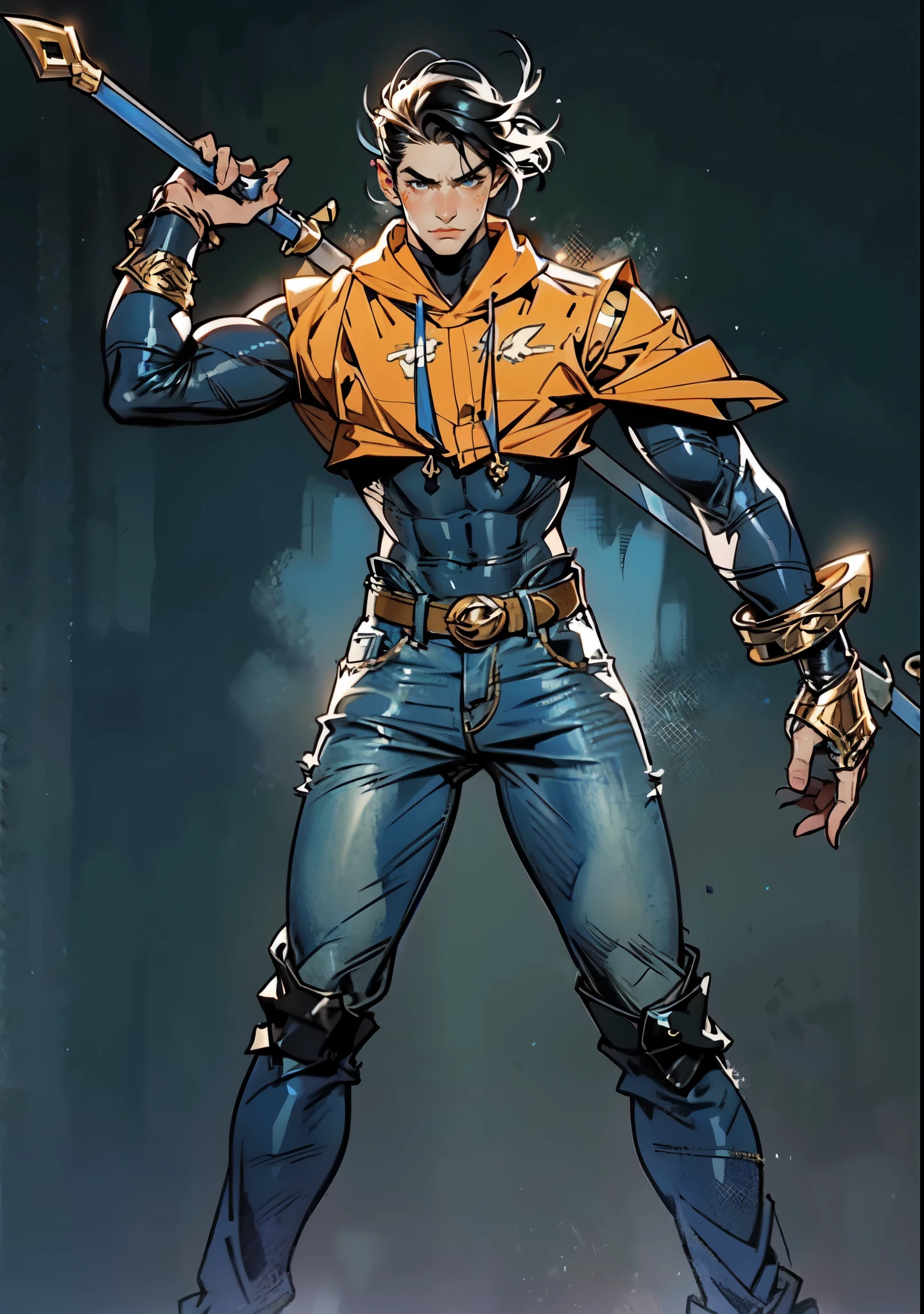 1 boy, Realistic, mask, detailed mask, orange eyes, detailed eyes, detailed skin, detailed hair, detailed face, detailed hand, detailed short, detailed boddy with chain, detailed mouth,