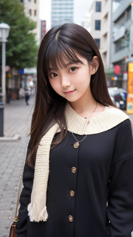 8K,Japanese,10 years old,Innocent face,Teenage Girl,cute,Winter clothes,Casual wear,Sitting,Black Hair,garden,Hair Clip,mini skirt