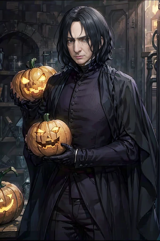 Severus Snape with a pumpkin in his hand, halloween, sexy