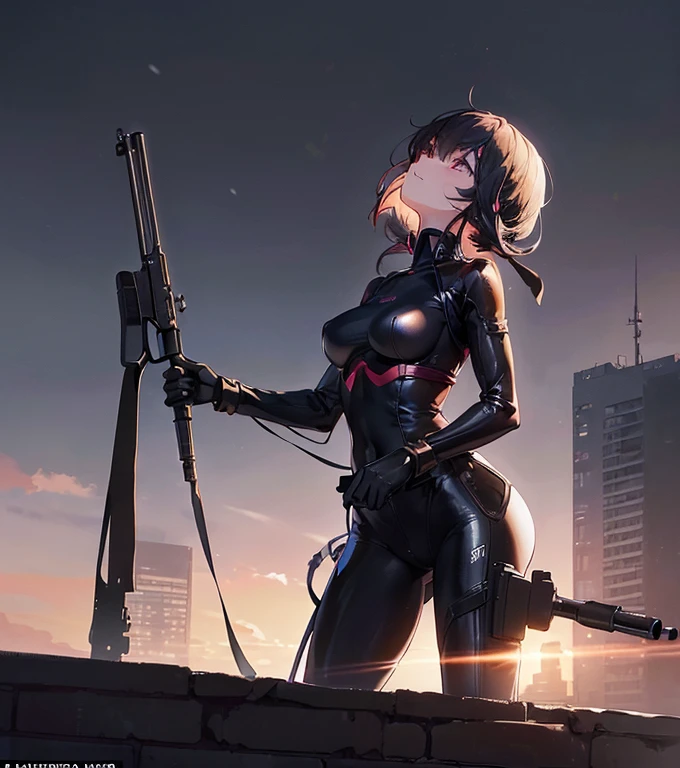 (Famous Paintings:1.2,highest quality,Super detailed,Powerful backlight:1.3,silhouette:1.45),, , //character, 1 Solo Female Mercenary,Ghost in the Shell kusanagi motoko,One eye is glowing red:1.2,Expression: Murderous expression,Overlooking the city.Black leather tight suit:1.2, Hand with a huge anti-tank rifle (Winchester Williams .50),Standing pose,(Looking up angle:1.35), , //background, in Rooftop of a building at night background:1.2,,8k,Unreal Engine 5.Unity.Octanellender