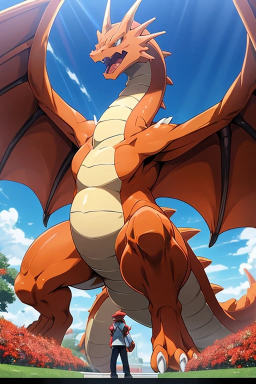 a close up of a cartoon character standing in front of a crowd, slifer the sky dragon, fearow, anime”, dragon in the background, pokemon anime style, anime style”, colossal dragon in background, misty from pokemon, gelbooru anime image, safebooru anime image, still from tv anime, charizard, screenshot from the anime film