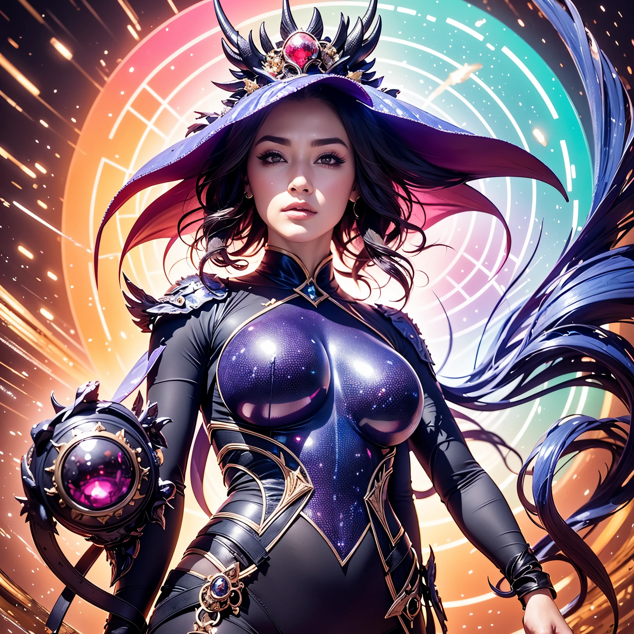 1 woman, Asia, delicate face, beautiful, Big eyes, full body, sacred, high cold, Flowing hair , facial details, Spectacular armor, Spectacular accessories, white skin, black hair, sacred, Masterpiece, Fantasy, แสงsacred, ring of back, 41 rings, reality and dreams come together, 8K, maximum, best quality, Masterpiece, close up, from the front, Facing the audience, full body, alone,