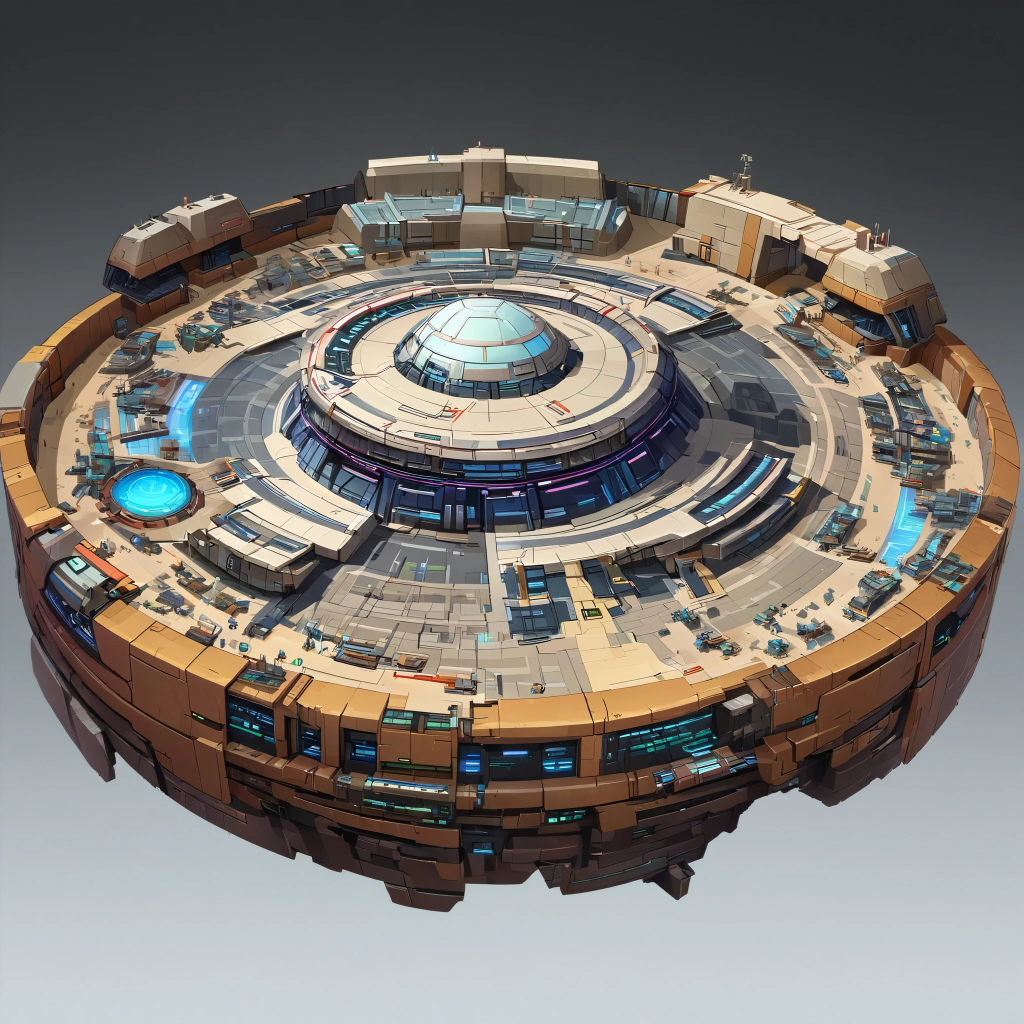 minerals Resource Extractor. real time strategy game asset with white background borders, not cut, do not cut. white background. isometric, real time strategy game asset, white background, game asset, a large circular structure with a lot of windows, sci-fi building. isometric view, futuristic outpost building, ultra detailed concept art, highly detailed concept art, detailed digital concept art, 3 d render of a scifi spaceport, futuristic base, sci-fi highly detailed, futuristic space station, artstation hq”, scifi base, hexagonal planetary space base