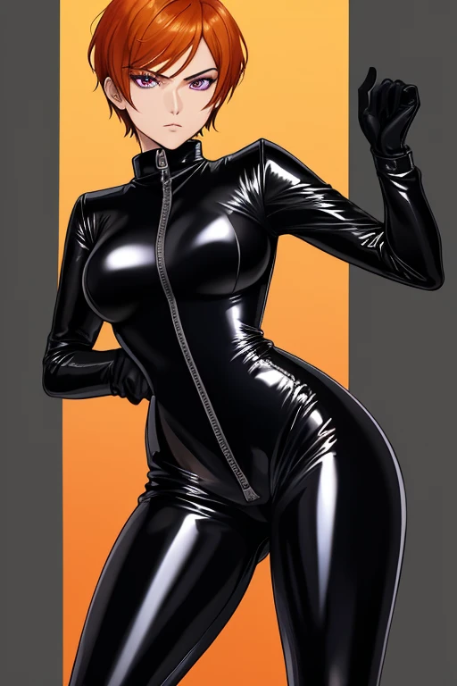1girl, standing, celty, bodysuit, latex, unzipped,