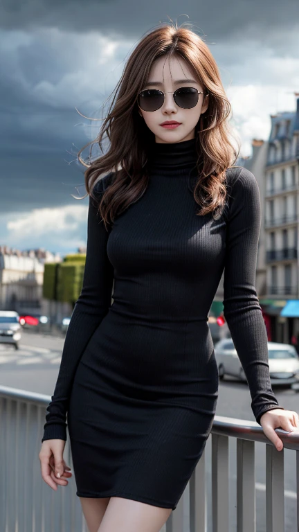 photo of ellahunt:0.99, a woman, ((pale skin):1.1), ((hair up, hair in bun):1.2), ((cowboy shot, waist, hips, thighs):1.2), ((walking, city sidewalk, at night):1.3),((red lipstick, eyeliner, eye shadow):1.2), ((turtleneck sweater dress):1.2), ((best quality, masterpiece, extreme details):1.2), ((beautiful eyes, detailed eyes, detailed face, beautiful face):1.2)