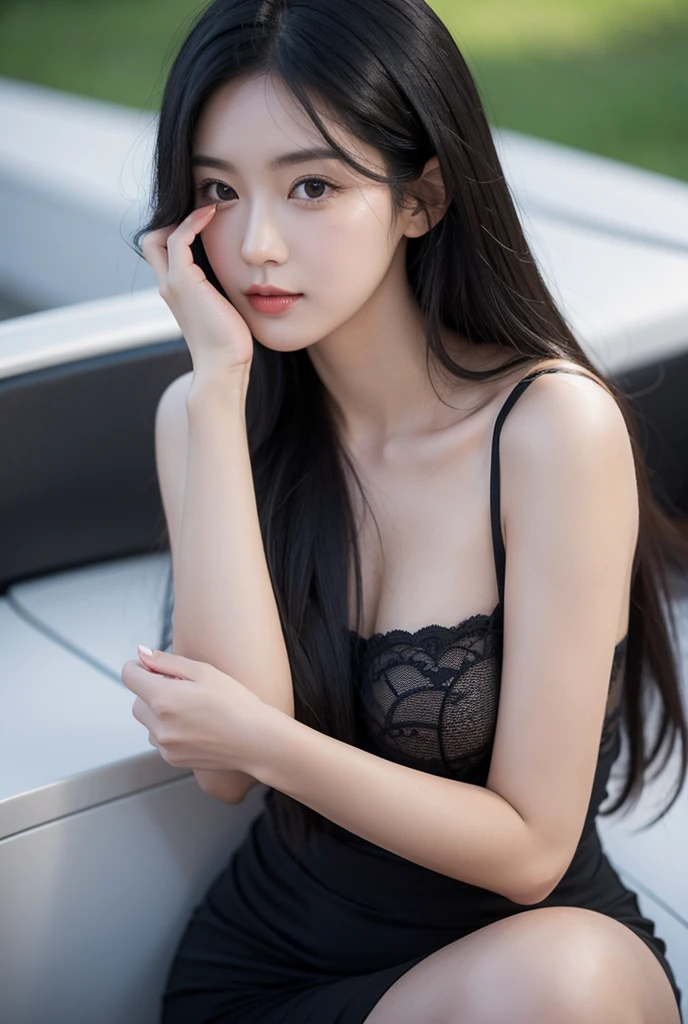 towards the camera,put a face to the viewer,stand on all fours,High image quality,works of masters,daughter,black hair,long hair shawl,long hair flowing over shoulders,cropped shoulder,clavicle,exquisite face,moist red lips,fancy dress,clavicle,towards the camera,Single photo,hosiery,sad expression,bust,real person,(ocean,sandy beach),CG rendering,16,000,lying in bed,Put your hands behind your head.,look into the camera,The night scenery was beautiful, farewell,hyper hd,The details were perfect,the picture is real,Extreme picture quality,Highest accuracy,8K 해상도,shade of darkness,8K, yes ,Ultra HD,8K