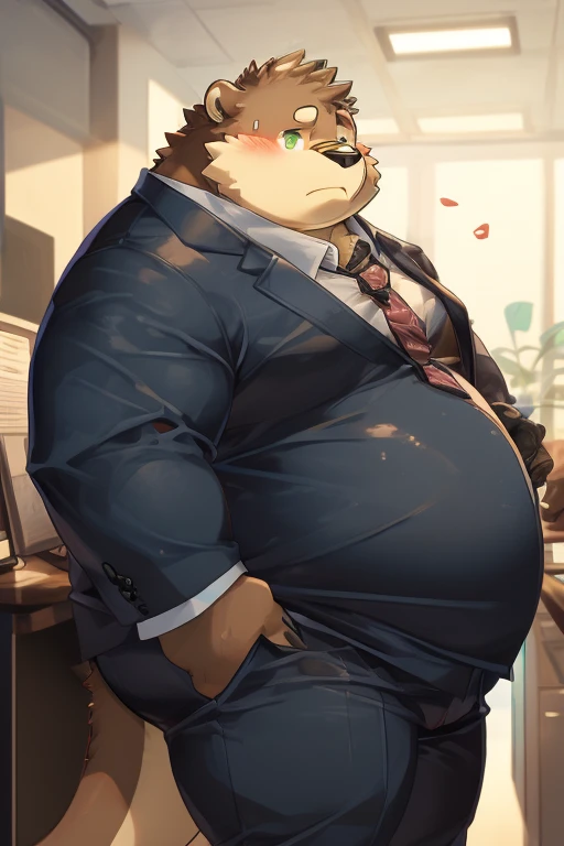 Deformed、1 male、Business suits、Uncle、Round face、Round belly