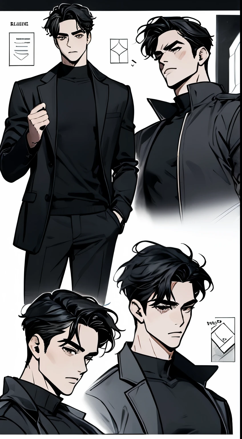 um homem, adulto, ((macho)), cabelo curto, Alto, cabelo vermelho, Olhos dourados, rosto perfeito, roupas lindas, Roupas antigas, detalhado, dynamic lighting, (melhor qualidade), (obra de arte), (reference sheet:1.5)