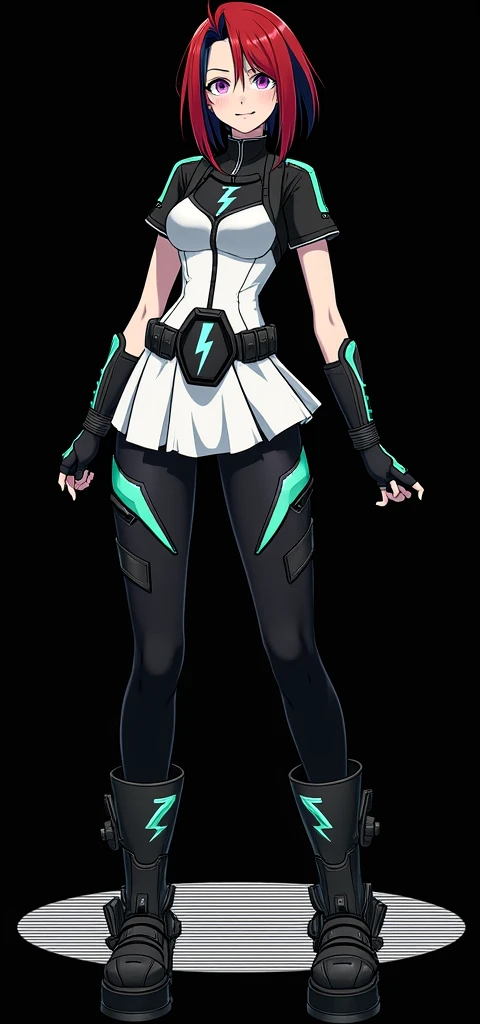 masterpiece, <lora:kung_fu_piggy-23:1> kung_fu_piggy,1girl,
<lora:yorra_villeneuve-09:1> yorra_villeneuve, (green eyes, green lips), (thigh strap, single thighhigh,purple high waist shorts, black sweater , long sleeves, single glove:1.2)