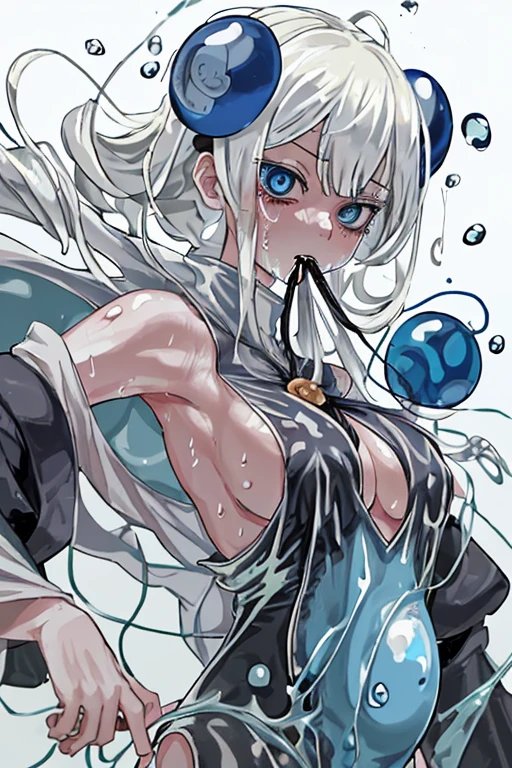 (((Slime Woman Alone))),(((Transparent skin))),(((Water Hair))),(((Blue eyes))),(Curvy body),(((Hentai)))