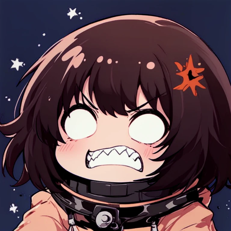 1 girl, high resolution, dynamic, short brown hair, cute cute face, black turtleneck, mobface style, white background, chibi style, playing ball